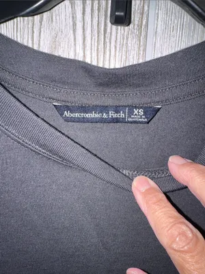Abercrombie & Fitch Black Crop Tee with Pastel Logo Panel thumbnail 2