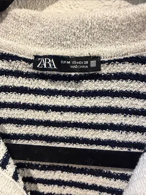 Zara Navy and White Striped Terry Mini Dress thumbnail 2