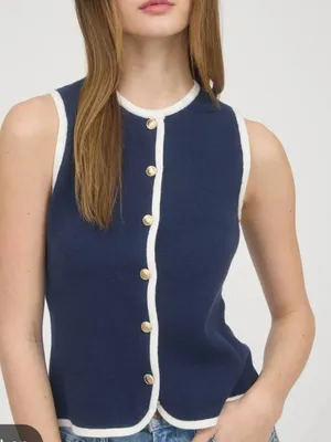 Bailey 44 Gold Button Navy Blue Vest Women’s Large thumbnail 1