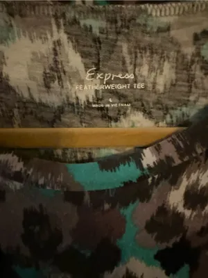 Express Teal, Gray and Black Short-Sleeve Patterned Tee thumbnail 2