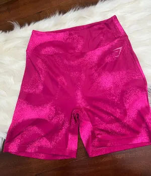 Gymshark Power Original Scrunch Shorts Pink Camo Print Small Seamless Workout thumbnail 1