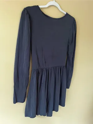 Women's Black Long-Sleeve Wrap Romper Dress thumbnail 6