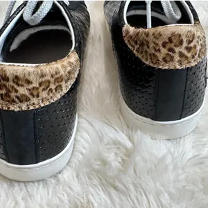 D.A.T.E.‎ Curve Sneakers 7 Black Leather Glitter Snake Print Platform Shoes thumbnail 8