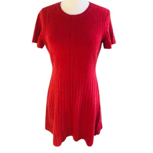 Theory 100% cashmere and wool red pullover sweater mini dress thumbnail 3