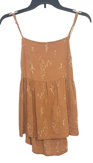 Thread & Supply Rust Brown Print Tiered Spaghetti Strap Top Size Small thumbnail 1