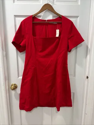 Abercrombie & Fitch Women’s Short Sleeve Skimming Square Neck Dress XL Red NWT thumbnail 3
