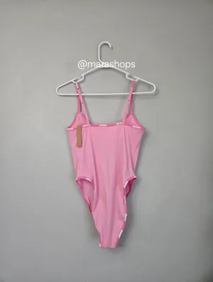 Skims Pink Logo Cotton Bodysuit thumbnail 7