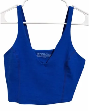 Beyond Yoga Spacedye‎ Good Day Cropped Tank Marine Blue Heather Size Small thumbnail 1