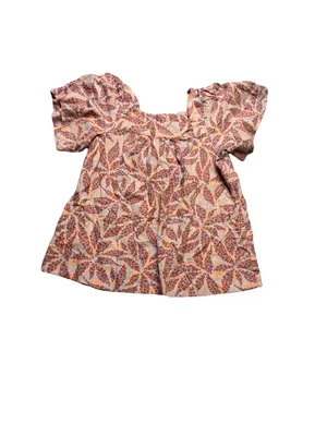 ✨🌸 ECOTHREADS Linen Blend Puff Sleeve Floral Peasant‎ Top Medium 🌸✨ thumbnail 2