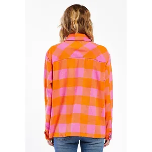 Velvet‎ Heart Sheryl Button Down Plaid Shacket Jacket Size M Pink Orange Flannel thumbnail 17