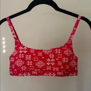 Skims Fits Everybody Scoop Neck Bralette Red White Snowflake Large NWOT thumbnail 2