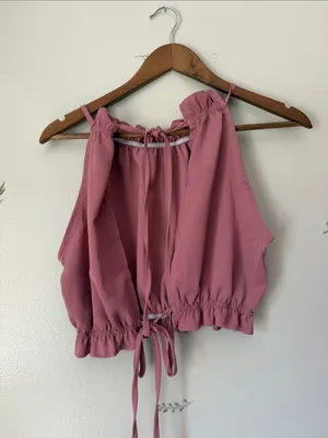 Shein Women’s Mauve Drawstring Halter Crop Top thumbnail 2