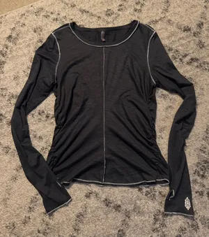 Free People FP Movement Ruched Front Long Sleeve Stretch Tee Top thumbnail 1