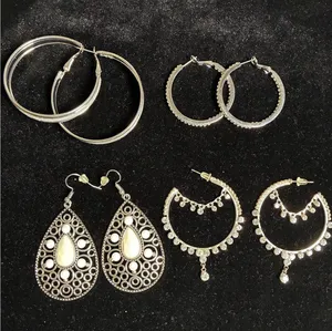 Silver tone Hoop and Dangle Earrings Lot thumbnail 1