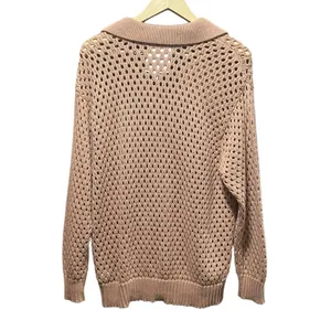 Aerie NWOT Open Knit Polo Sweater in Beach Dune‎ Size Smalll thumbnail 8