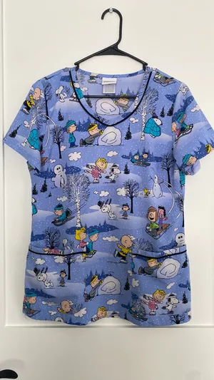 Peanuts Scrub Top Winter Purple thumbnail 1