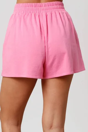 Peach Love Pearl Detail Terry Cloth Shorts Pink thumbnail 3