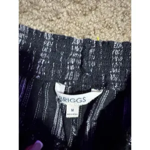 Briggs Womens Black White Striped Smocked Waist Tassel‎ Shorts Size M thumbnail 4