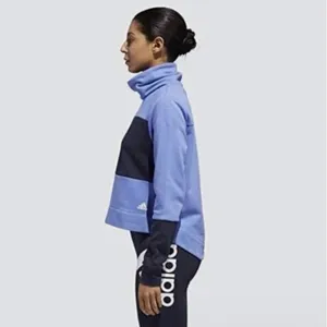 Adidas | Women's Blue Black Colorblock‎ Funnel Neck Pullover Sweatshirt, Size L thumbnail 2