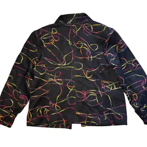 VTG 90s 3‎ Sisters Abstract Open Blazer 3D Stitching Embroidered Womens L USA thumbnail 12