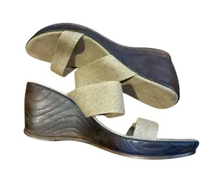 Stylish Beige Wedge Sandals thumbnail 1