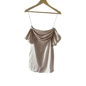 NWT Beige mini cocktail off the shoulder women’s dress size 8 thumbnail 9