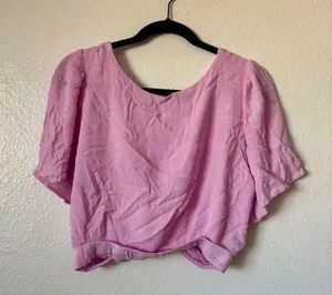 Abercrombie & Fitch // Knot Front Flutter Sleeve Pink Top thumbnail 5