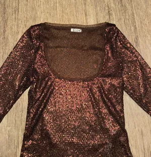 Free People NWOT Late Night Disco Layering Top in Hot Fudge Sequin - Small thumbnail 4