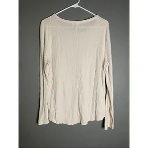 Old Navy White Pink Waffle Knit Scoop Neck Top Size XL thumbnail 6