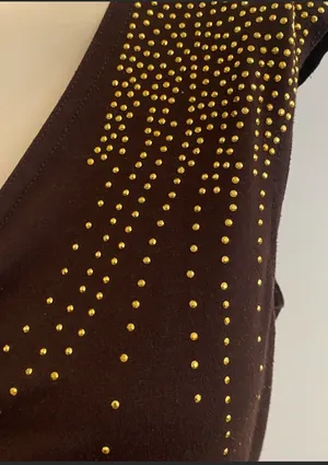 Beaded Gold & Brown Top Size M thumbnail 2