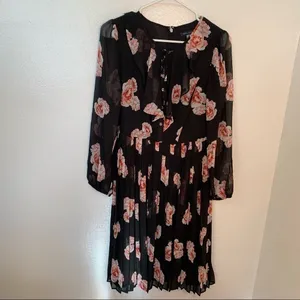 Tommy Hilfiger Women's Size 2 Floral Chiffon Dress Black Pink Floral Long Sleeve thumbnail 5