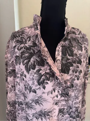 Tuckernuck Pink Toile Print Ruffle Collar Mini Dress Size M Cottagecore thumbnail 5