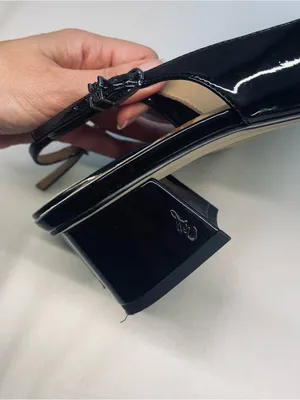 Sam Edelman Terra Slingback Block Heel Pumps Black Patent Square Toe 9.5 thumbnail 7