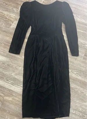 Vintage 80s Gunne Sax Dress 5/6‎ Black Jessica McClintock Velvet Taffeta USA thumbnail 1