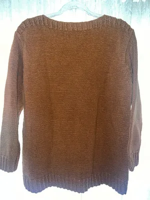 Vintage Lauren Ralph Lauren Hand Knit Sweater Brown Cotton Saddle Shoulder Y2K M thumbnail 2
