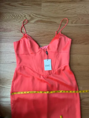 Bardot Ayla Midi Dress Orange Fizz Satin Corset NWT XL US 10 thumbnail 13