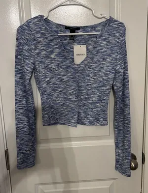 Forever 21 Marled Blue Long Sleeve Top thumbnail 1