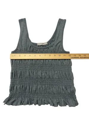 Blue Smocked Ruffle Tank Top Size M thumbnail 6