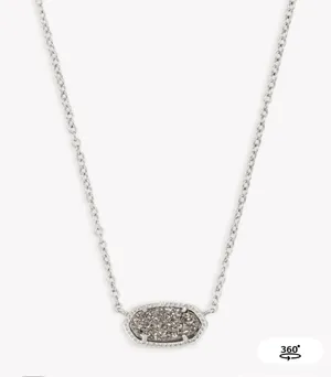 Elisa Silver Pendant Necklace Kendra Scott Platinum Drusy thumbnail 1