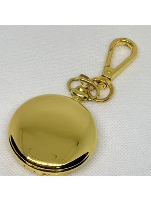 Brown dial gold tone Pocket Watch Quartz Clip On Purse Fob 46mm running thumbnail 4