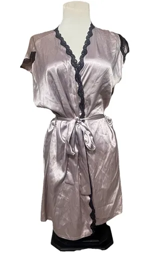 Victoria's Secret Silk And Lace Lingerie Bombshell Lilac Purple Robe Cover‎ Sz S thumbnail 1