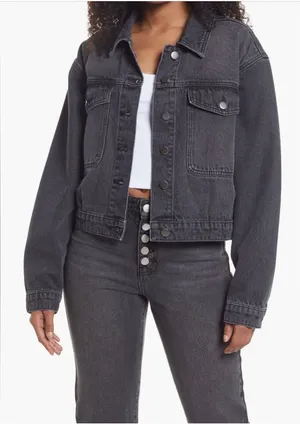 BP Charcoal Semi Jean Jacket thumbnail 1