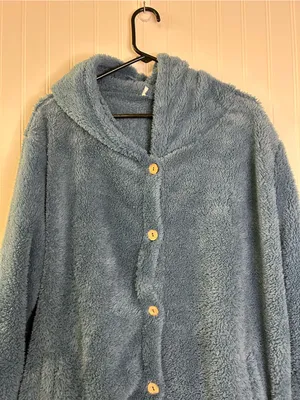 Fuzzy Women's Hooded Fleece Hoodie Blue Size XL thumbnail 3