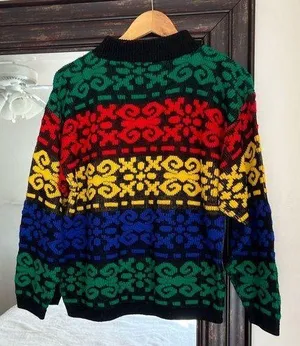 Vintage 80s Justin Allen Acrylic Colorful Sweater thumbnail 1