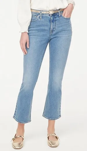 J.Crew‎ Mid Rise Flare Crop Light Blue Wash Size 30 thumbnail 1