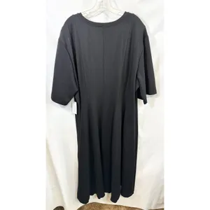 Eloquii Plus Sz 24 Maxi‎ Dress Heavy Black Short Sleeve Princess Seam Formal 197 thumbnail 2