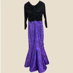Marisa Baratelli Black Purple Floral Ruched Surplice‎ Mermaid Evening Gown 10 thumbnail 2