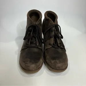 Clarks heeled booties brown leather lace up booties size 8.5‎ thumbnail 2