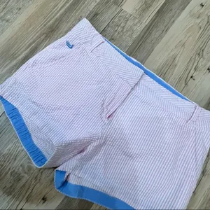 The Brighton Seersucker Chino Short in Pink Stripe by Southern Marsh s… thumbnail 3