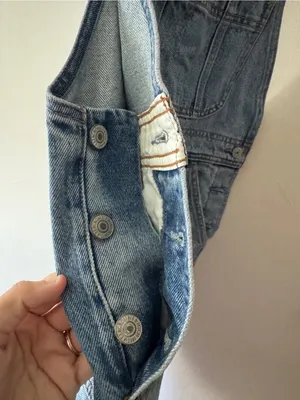 Abercrombie & Fitch Blue Denim Distressed Jean Overalls Size XS thumbnail 4